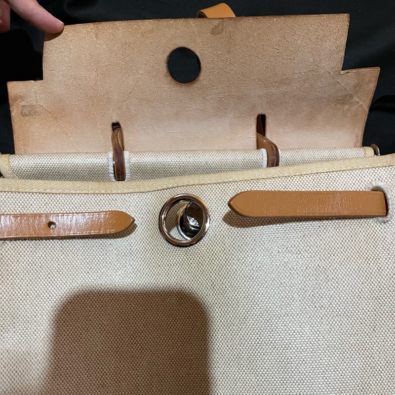 Hermès Herbag31愛馬仕後背包 口B刻 銀扣駝棕色-34