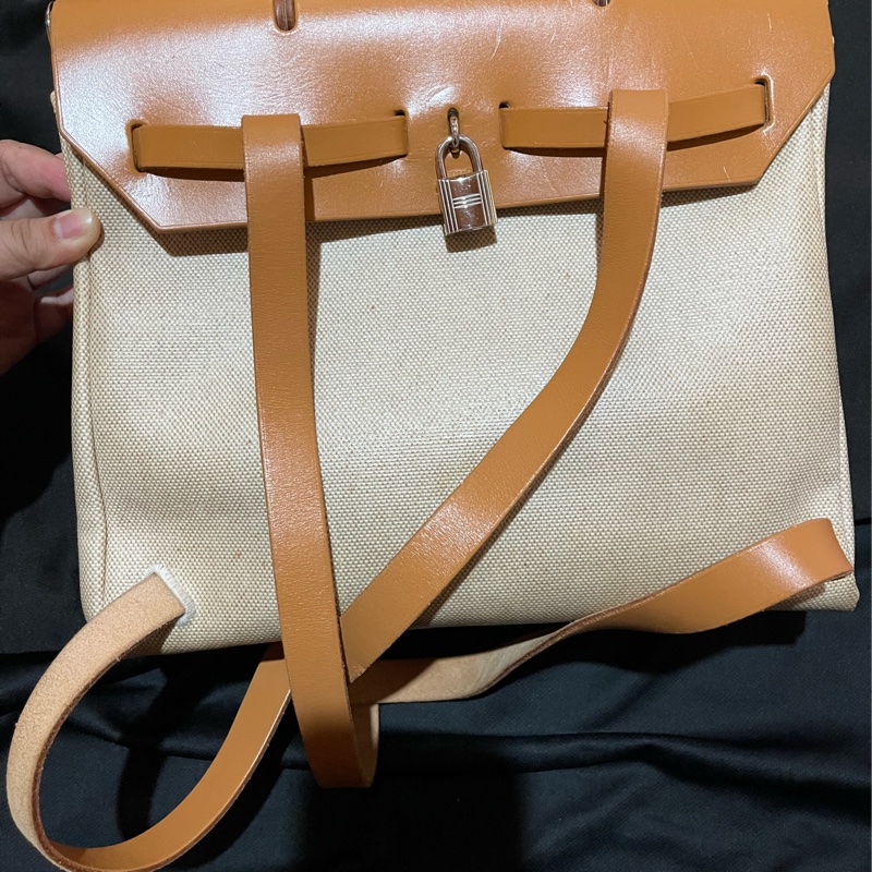 Hermès Herbag31愛馬仕後背包 口B刻 銀扣駝棕色-58