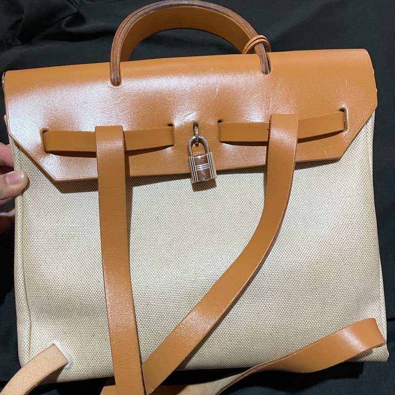 Hermès Herbag31愛馬仕後背包 口B刻 銀扣駝棕色-61