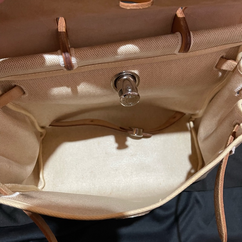 Hermès Herbag31愛馬仕後背包 口B刻 銀扣駝棕色-72