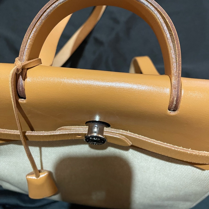 Hermès Herbag31愛馬仕後背包 口B刻 銀扣駝棕色-85