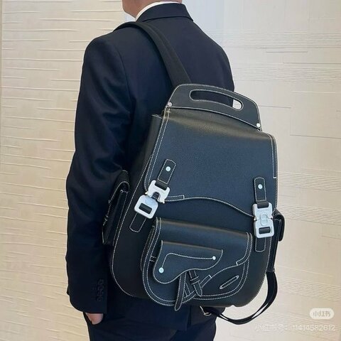 Dior Gallop馬鞍後背包  黑色 磨砂銀扣 31*41*15 99新配件說明書 保卡 塵袋