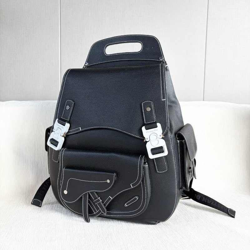 Dior Gallop馬鞍後背包 黑色 磨砂銀扣 31*41*15 99新配件說明書 保卡 塵袋-3