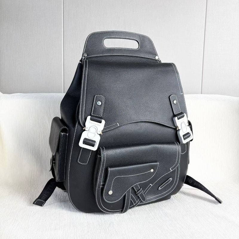 Dior Gallop馬鞍後背包 黑色 磨砂銀扣 31*41*15 99新配件說明書 保卡 塵袋-4