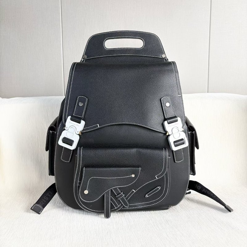 Dior Gallop馬鞍後背包 黑色 磨砂銀扣 31*41*15 99新配件說明書 保卡 塵袋-6