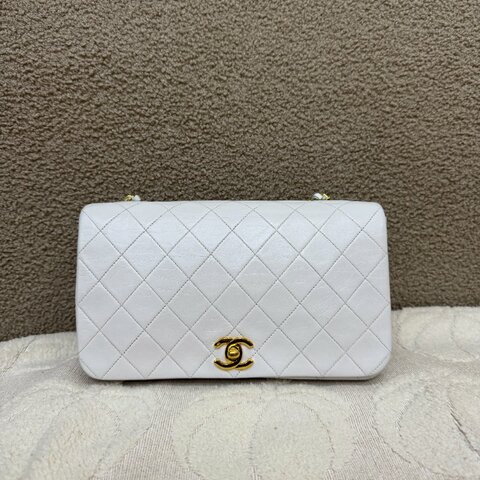 中古 香奈兒 Chanel Quilted Classic White 白色 Full Flap Shoulder Bag 肩背包 印記 Series 1
