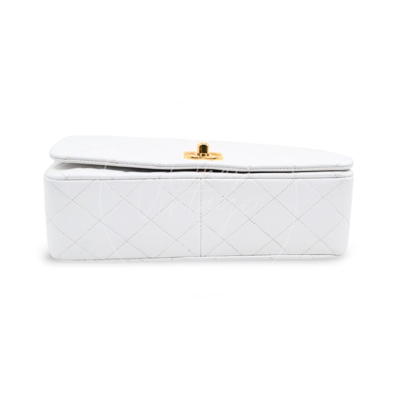 中古 香奈兒 Chanel Quilted Classic White 白色 Full Flap Shoulder Bag 肩背包 印記 Series 1-3