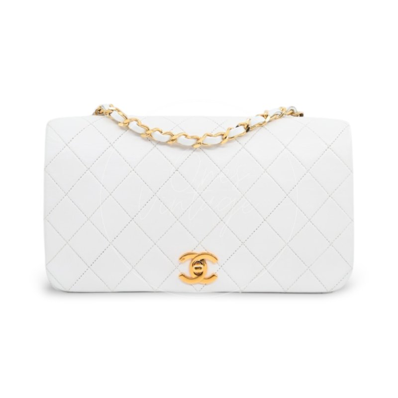 中古 香奈兒 Chanel Quilted Classic White 白色 Full Flap Shoulder Bag 肩背包 印記 Series 1-5