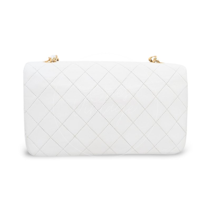 中古 香奈兒 Chanel Quilted Classic White 白色 Full Flap Shoulder Bag 肩背包 印記 Series 1-6