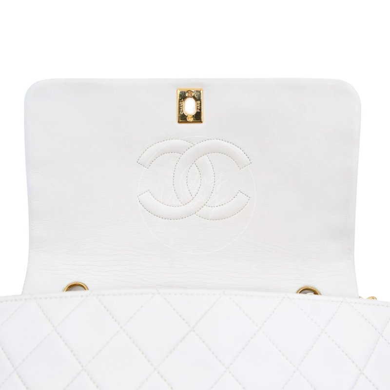 中古 香奈兒 Chanel Quilted Classic White 白色 Full Flap Shoulder Bag 肩背包 印記 Series 1-20