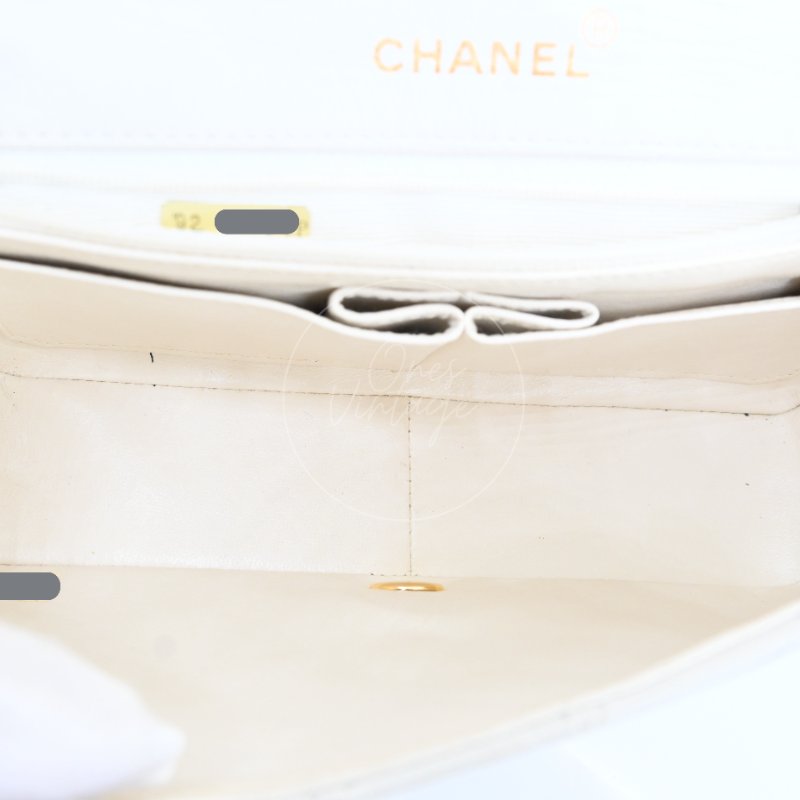 中古 香奈兒 Chanel Quilted Classic White 白色 Full Flap Shoulder Bag 肩背包 印記 Series 1-23