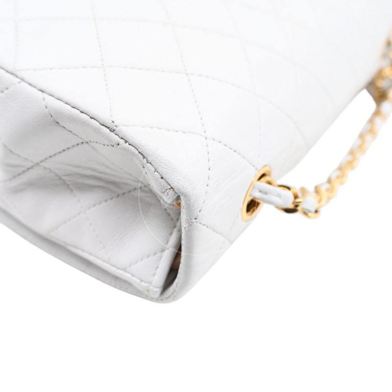 中古 香奈兒 Chanel Quilted Classic White 白色 Full Flap Shoulder Bag 肩背包 印記 Series 1-31