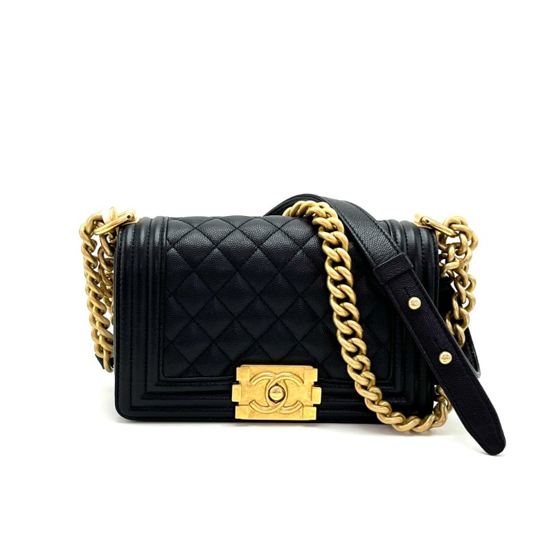 CHANEL 黑金 Leboy小號肩背斜背包 20*12*7 99新配件塵袋-1