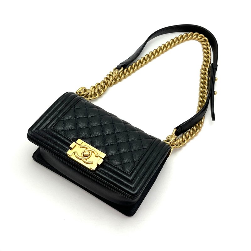 CHANEL 黑金 Leboy小號肩背斜背包 20*12*7 99新配件塵袋-2