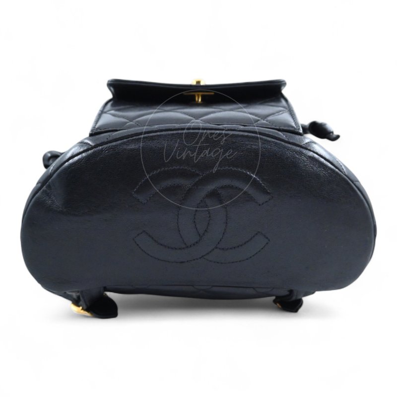 中古 Chanel 香奈兒 經典款 黑色小羊皮 大號 Duma 後背包-7