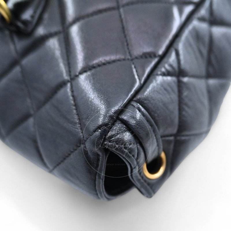 中古 Chanel 香奈兒 經典款 黑色小羊皮 大號 Duma 後背包-11
