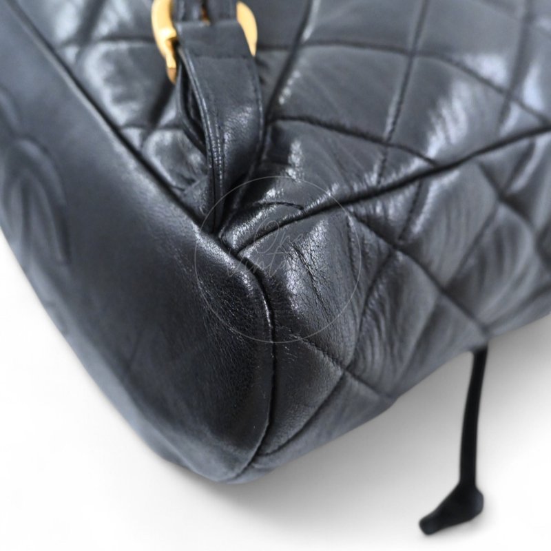 中古 Chanel 香奈兒 經典款 黑色小羊皮 大號 Duma 後背包-15