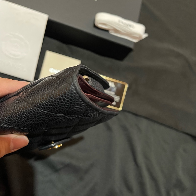 Chanel 香奈兒 19開金釦黑荔枝牛皮中夾-45