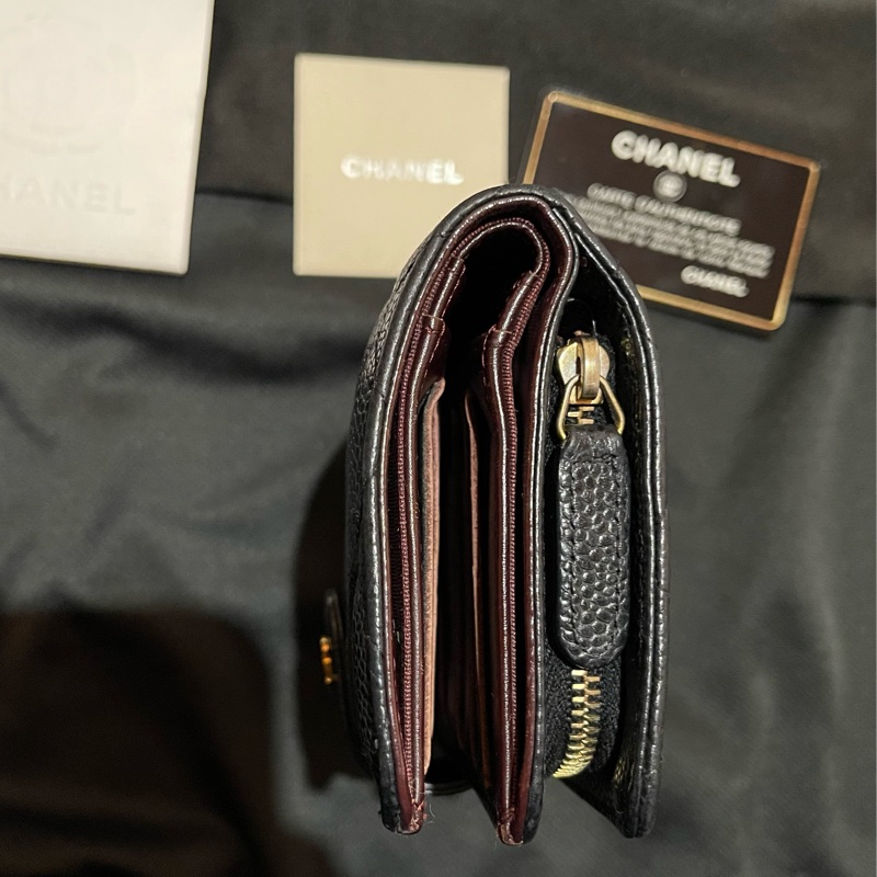 Chanel 香奈兒 19開金釦黑荔枝牛皮中夾-57