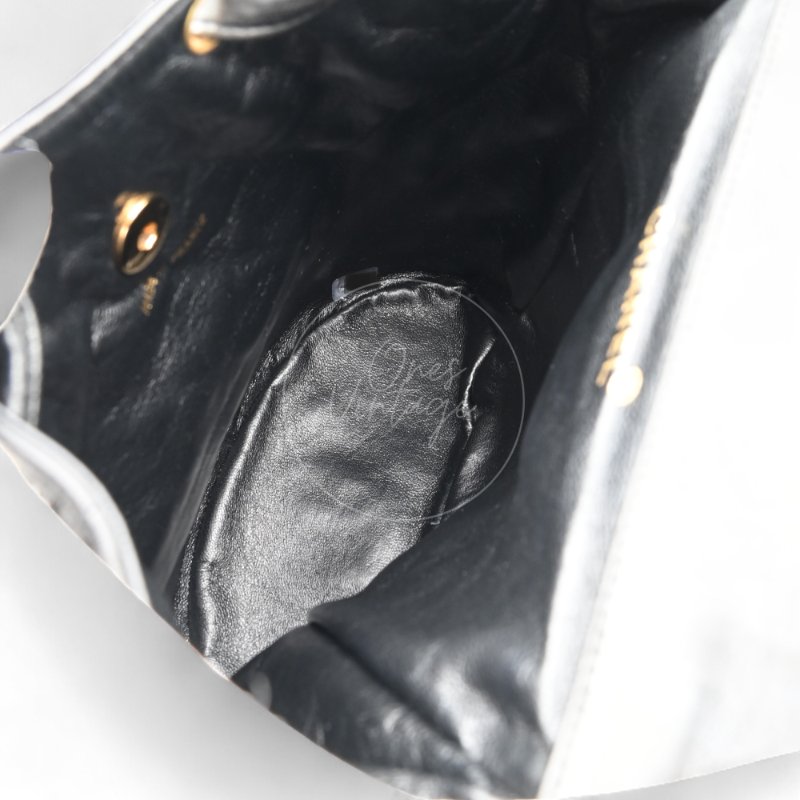 中古 Chanel 香奈兒 復古黑色小羊皮 Duma包款 後背包-16