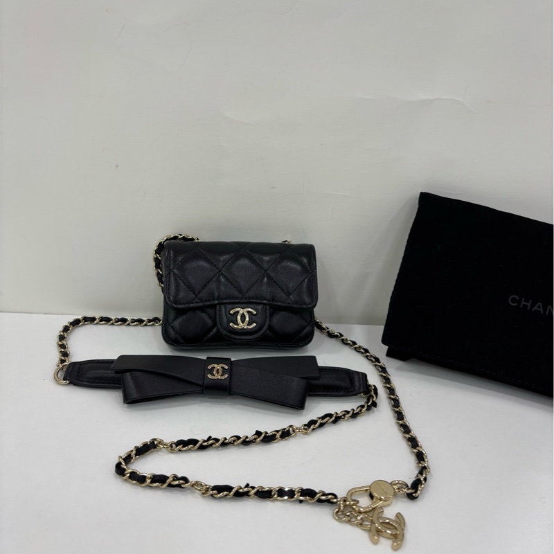 Chanel 香奈兒 蝴蝶結mini bag 腰包/可當短斜背包 31開 蝴蝶結很特別 仙女拍照超出片-1