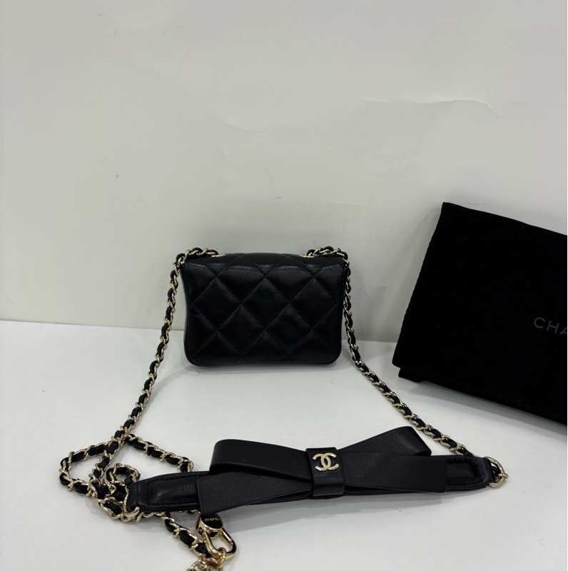 Chanel 香奈兒 蝴蝶結mini bag 腰包/可當短斜背包 31開 蝴蝶結很特別 仙女拍照超出片-2