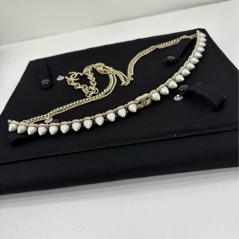 Chanel 香奈兒 22珍珠雙c腰鍊 超級美 又可以當項鍊,一條鍊子二種用法 閒置未使用 有購證-3
