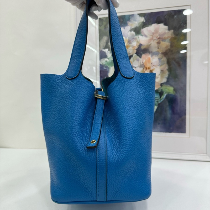 Hermes 愛馬仕 picotin22 坦尚尼亞藍金扣 C刻 無鎖具-4