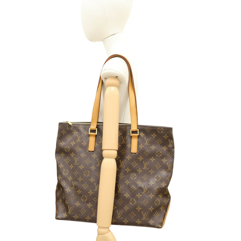 棕色 原花 PVC塗層帆布 Cabas Mezzo 肩背包【LOUIS VUITTON LV 路易威登】 M51151-6