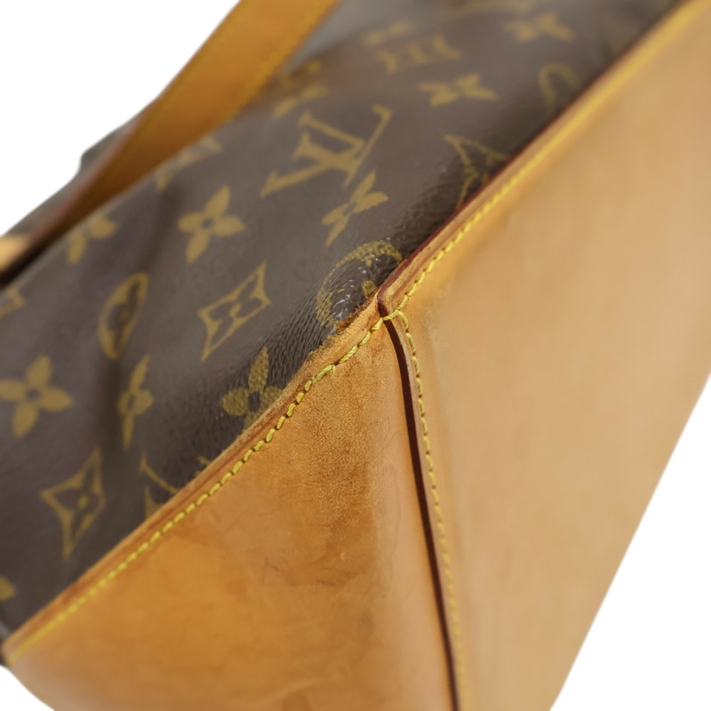棕色 原花 PVC塗層帆布 Cabas Mezzo 肩背包【LOUIS VUITTON LV 路易威登】 M51151-7