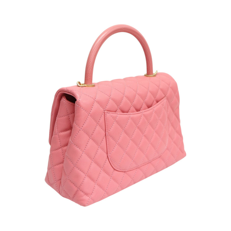 粉色 荔枝紋牛皮 Top Handle Flap Bag 肩背包 【CHANEL 香奈兒】 A92991-1
