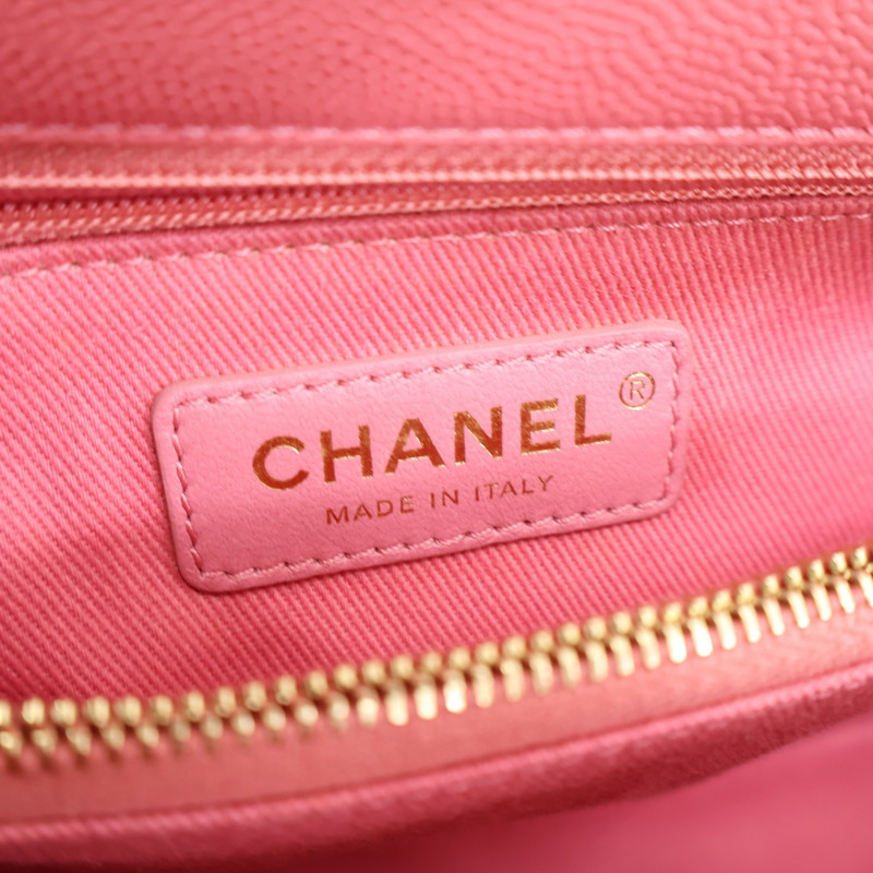 粉色 荔枝紋牛皮 Top Handle Flap Bag 肩背包 【CHANEL 香奈兒】 A92991-5