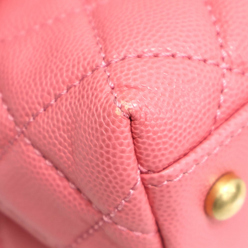 粉色 荔枝紋牛皮 Top Handle Flap Bag 肩背包 【CHANEL 香奈兒】 A92991-14
