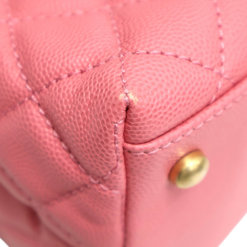 粉色 荔枝紋牛皮 Top Handle Flap Bag 肩背包 【CHANEL 香奈兒】 A92991-16