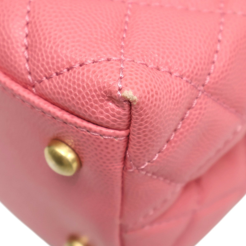 粉色 荔枝紋牛皮 Top Handle Flap Bag 肩背包 【CHANEL 香奈兒】 A92991-17