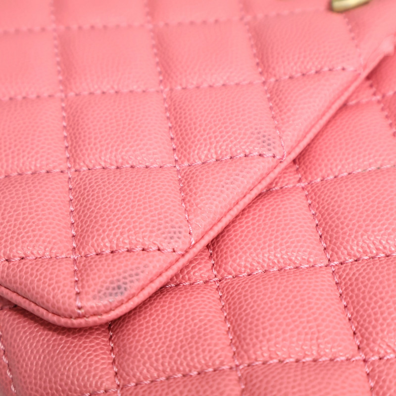 粉色 荔枝紋牛皮 Top Handle Flap Bag 肩背包 【CHANEL 香奈兒】 A92991-18