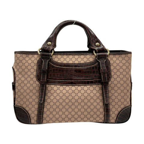 粉色 帆布 棕色 牛皮 Boogie Macadam 肩背包【CELINE 賽琳】 134022AJB