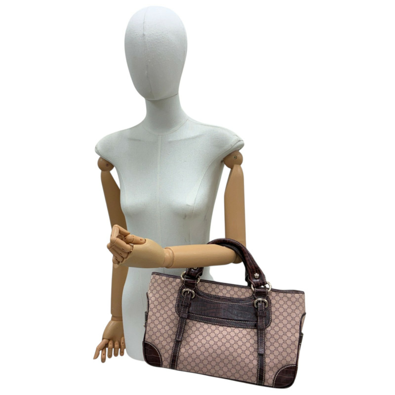 粉色 帆布 棕色 牛皮 Boogie Macadam 肩背包【CELINE 賽琳】 134022AJB-8