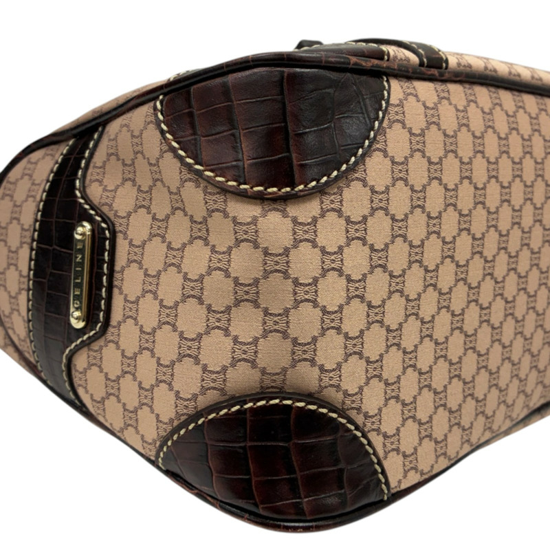 粉色 帆布 棕色 牛皮 Boogie Macadam 肩背包【CELINE 賽琳】 134022AJB-9