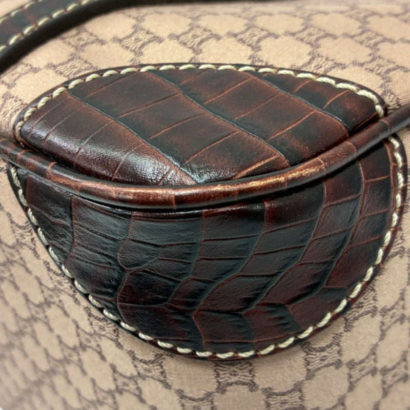 粉色 帆布 棕色 牛皮 Boogie Macadam 肩背包【CELINE 賽琳】 134022AJB-11