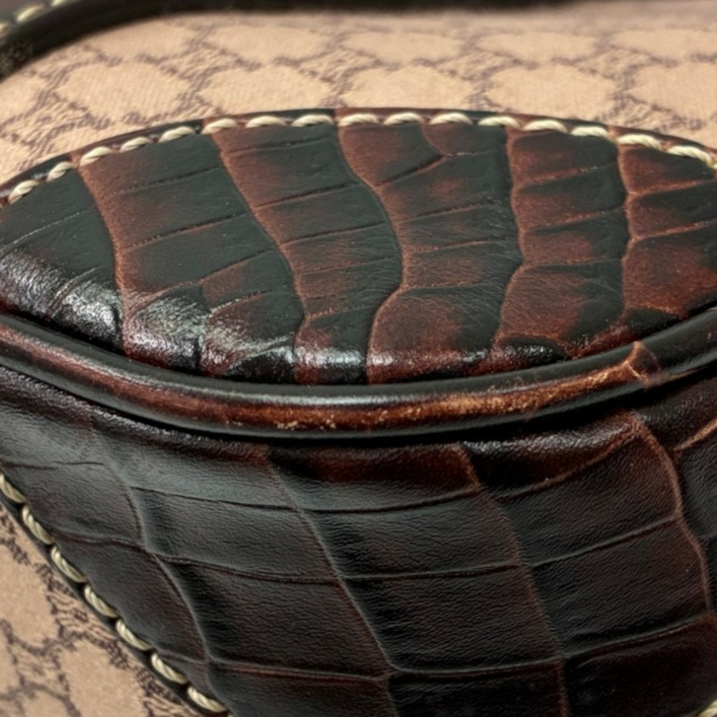 粉色 帆布 棕色 牛皮 Boogie Macadam 肩背包【CELINE 賽琳】 134022AJB-12