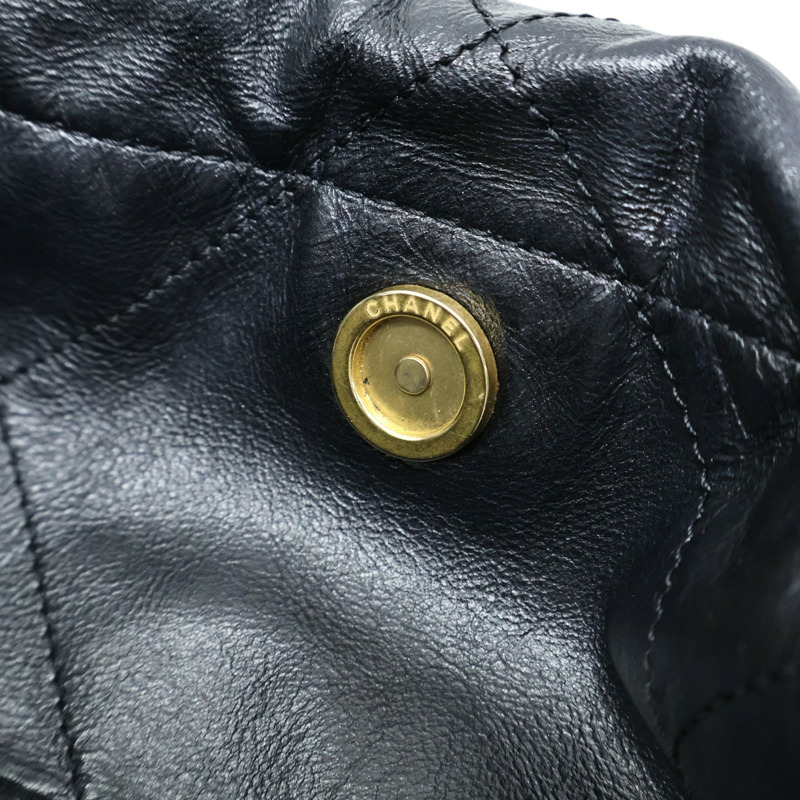 黑色 菱格紋 牛皮 22中號 肩背包【CHANEL 香奈兒】 AS3261-9