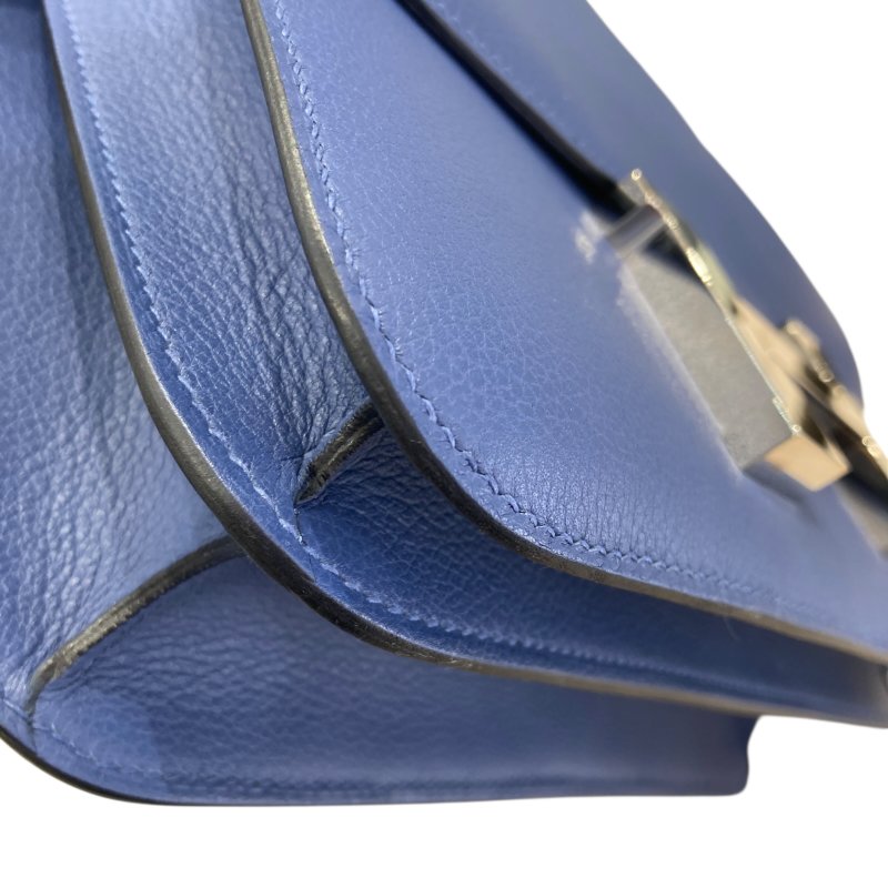 HERMES 愛馬仕 CONSTANCE 24  藍色 皮革 銀釦-4