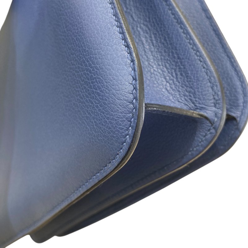 HERMES 愛馬仕 CONSTANCE 24  藍色 皮革 銀釦-6