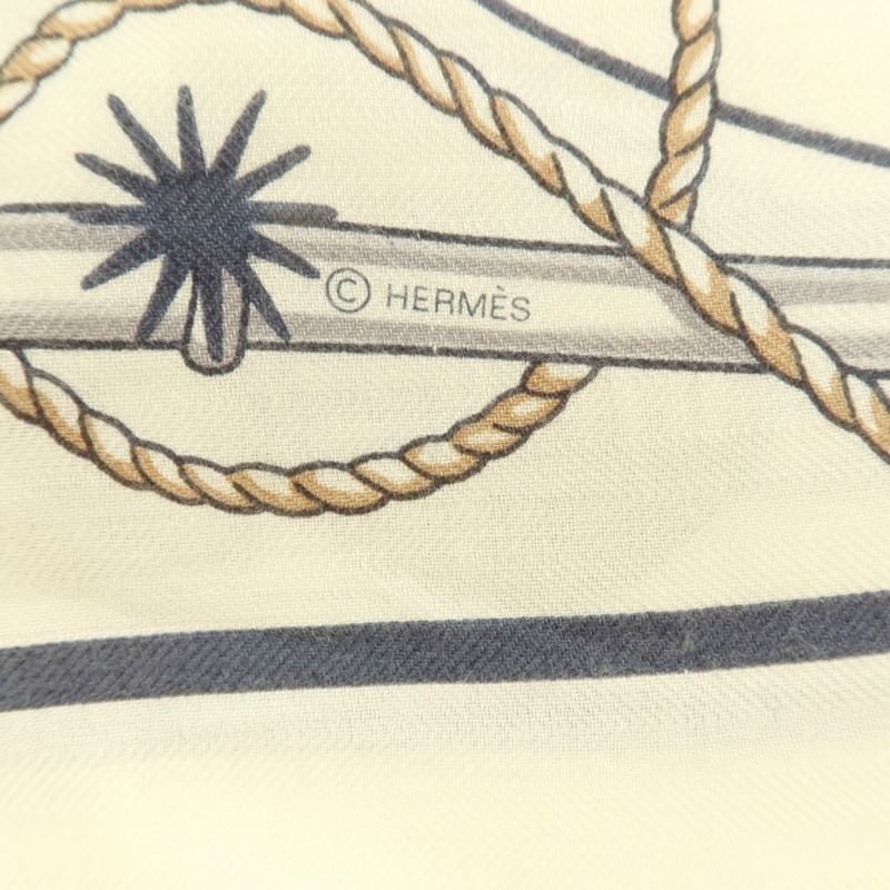 HERMES 羊絨/絲質Scarf 140x140cm絲巾-6