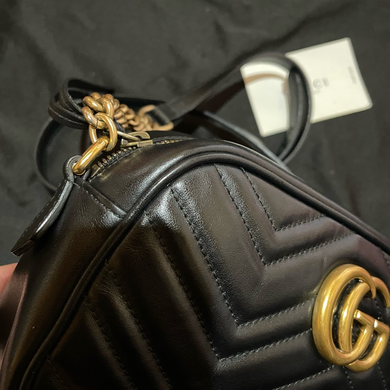 Gucci MARMONT馬夢系列金釦黑相機包-9