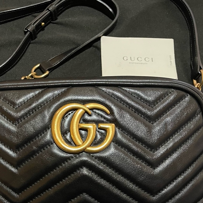 Gucci MARMONT馬夢系列金釦黑相機包-28