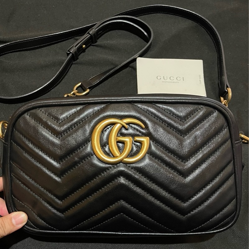 Gucci MARMONT馬夢系列金釦黑相機包-29