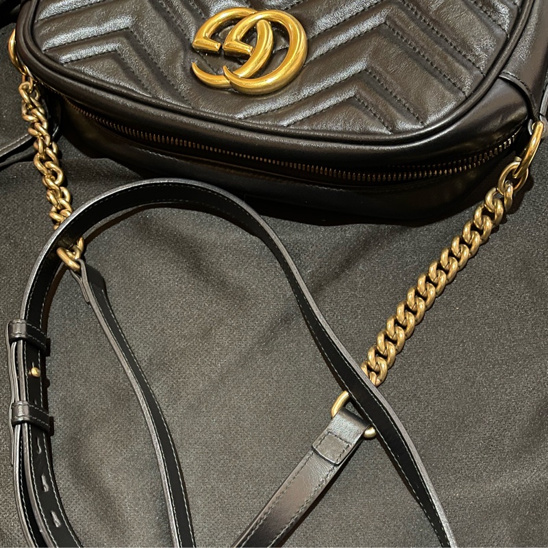 Gucci MARMONT馬夢系列金釦黑相機包-34