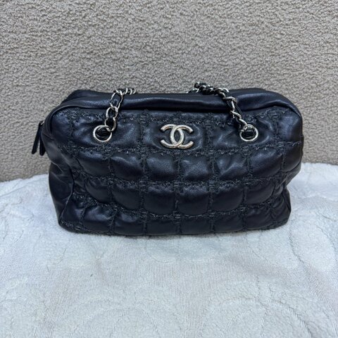 中古 Chanel 香奈兒 方格縫線 粗花呢款 Bubble Bag泡泡包